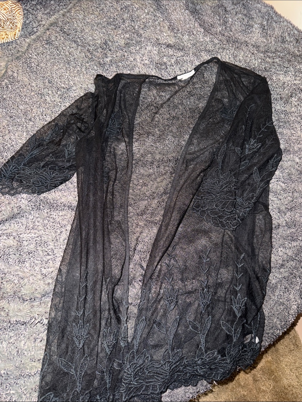 Black Lace Sheer Kimono Cardigan - Women's Intimates & Sleepwear